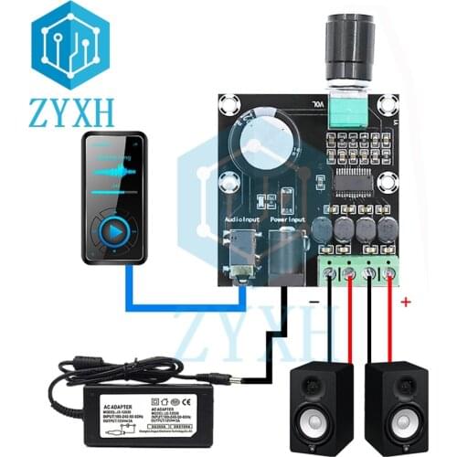 XH-A230 Digital HD Amplifier Board 15W+15W 2.0 Channel Volume Control DC Socket 8V-24V 3.5mm AUX Jack For Desktop Speaker