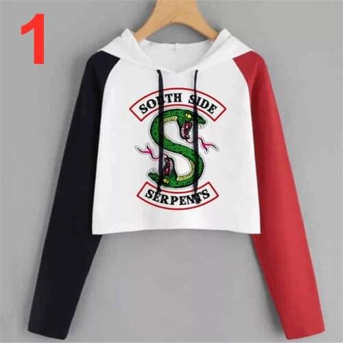 Riverdale Southside Serpents Funny Hoodies Bare Midriff Top Women Cosplay Long Sleeve Sweatshirt TV Show Costume Halloween