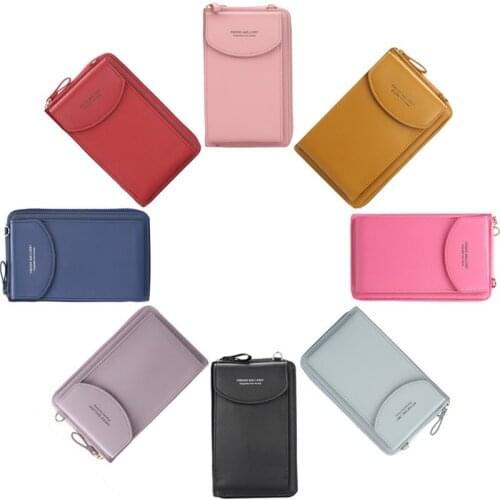 2020 Ladies Fashion Wallet Solid Color Diagonal Cross-package Multi-function Women Mobile Phone Long Paragraph Clutch Bag Purse