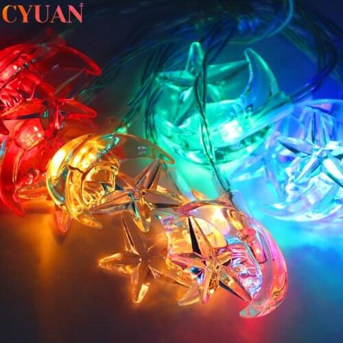 1m 10LED Eid Mubarak Decor Moon Star LED Light Muslim Islam Festival Event Party Supplies Eid Al-fitr Ramadan Kareem Decoration