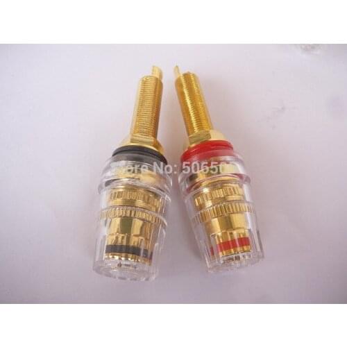 10pcs/lot pure copper with gold plated Crystal binding post banana jack socket Free shipping