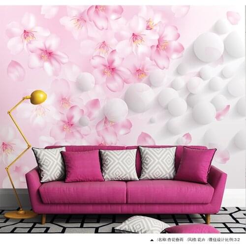 3D stereo with large living room TV backdrop flowers in early spring scenery wallpaper murals Custom sizes