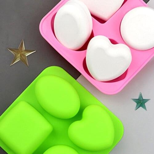 4-cavity soap molds with different shapes, multiple geometric shapes, cold handmade soap molds