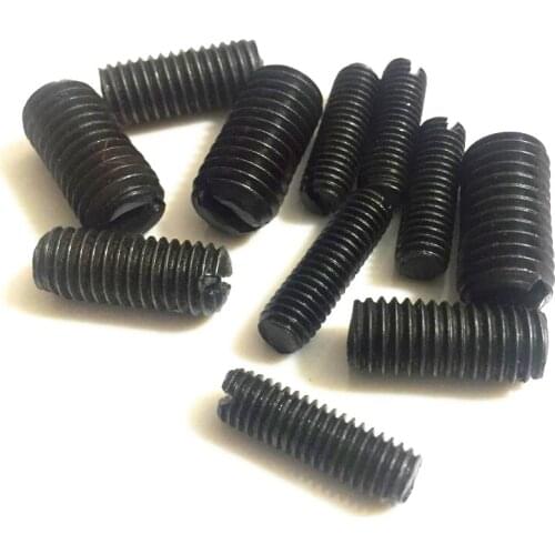 50pcs M2.5 Slotted flad end grup screws one word headless firm stop payment grup screw carbon steel black color GB73 4mm-16mm L