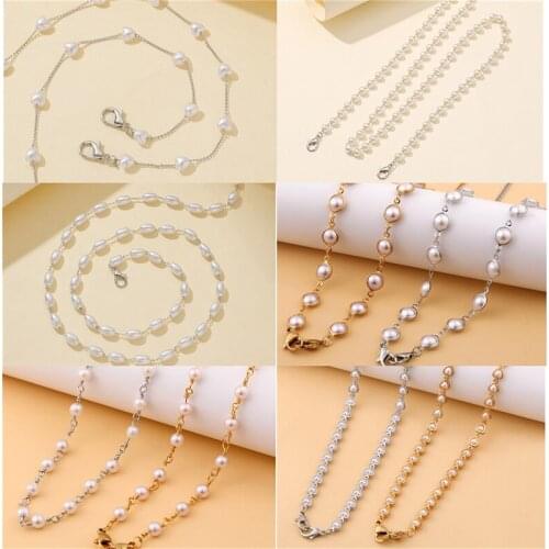 Masking Eyeglasses Chains Metal Love Heart Pearl Sunglasses Lanyard Strap Silver Glasses Chain Fashion Mask Chain