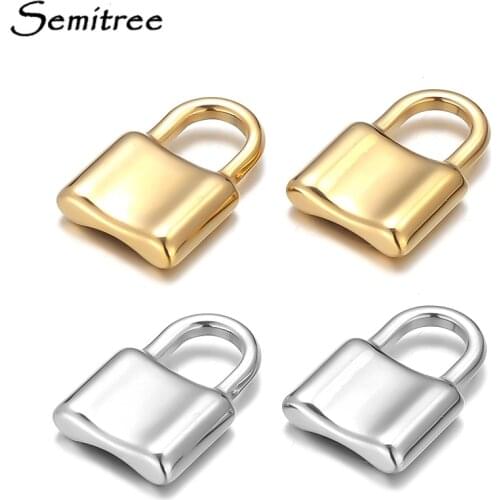 Semitree 5pcs 304 Stainless Steel Lock Charms Hip Hop Necklace Pendant PadLock DIY Jewelry Making Accessories Wholesale Supplies