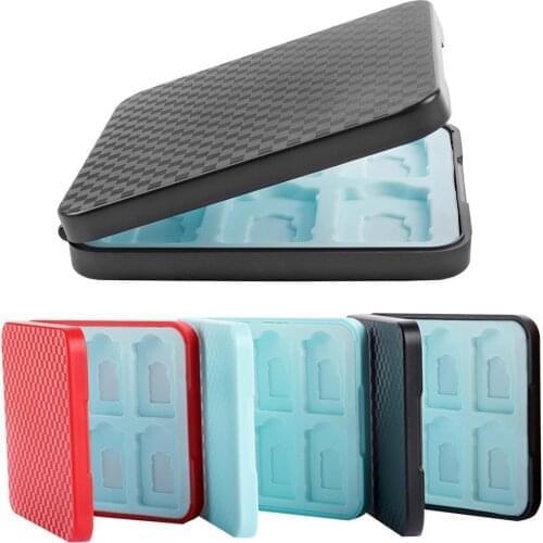 For NS Game Cards/TF Cards Gaming 12 Slots Silicone Cassette Box Durable Space Saving Game Card ABS Box Accessories Storage