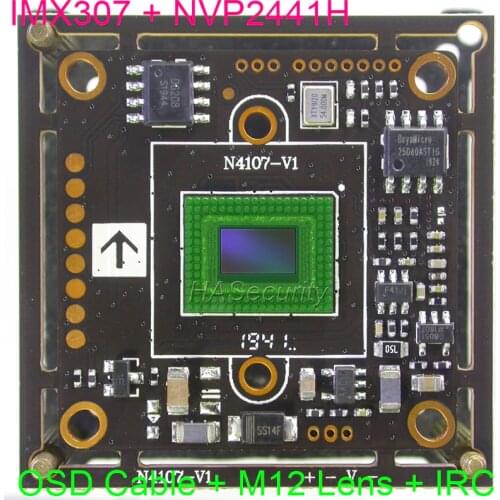 AHD-H (1080P) / CVBS (D1) 1/2.8" Sony STARVIS IMX307 CMOS + NVP2441 CCTV camera PCB board module +OSD cable +M12 Lens +IRC
