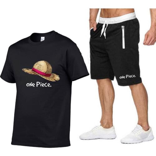 Anime T-shirt 2021 One Piece Stijl Heet Verkoop Korte Mouw Katoen Streetwear Hip Hop Sportkleding Korte Trainingspak