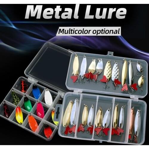 Htdob Hard Metal Fishing Spoon Lure Set Box Package Colorful 2.5 g 3g 3.4g 4.5g Walleye Trout Spoon Baits Spoon jig Ice Baits