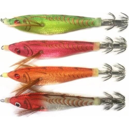 20Pcs Shrimp Squid Jigs Jigging Squid Hook 10CM 9.5G Squid Lure Artificial Wood Shrimp lure Fishing Tackle