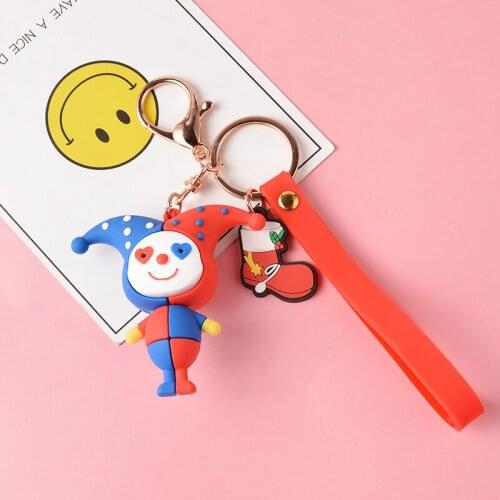 Maruko Key Chain Cartoon Funny Circus Clown Keychains Car Bag Ornaments Key Ring Pendant Girls Kids Couples Gifts Wholesale