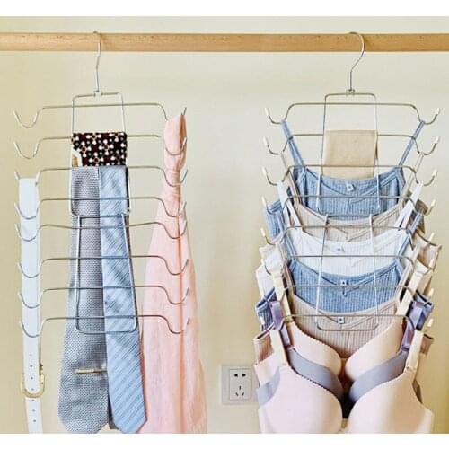 Multi-Layer Foldable Hangers Drying Rack Closet Organizers Multifunctional Magic Tie Rack Clothes Organizer Scarf Hanger