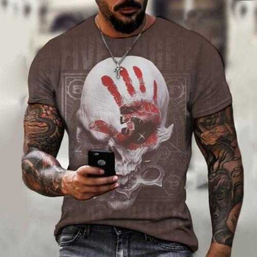 Mens t-shirt 3D printing t-shirt horror skull figure round neck t-shirt hip hop street Harajuku top plus size streetwear