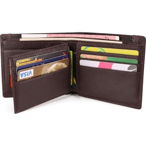 New Genuine Leather Mens wallet Business wallet men Multi slots short Purse for men high quality small mens leather wallet