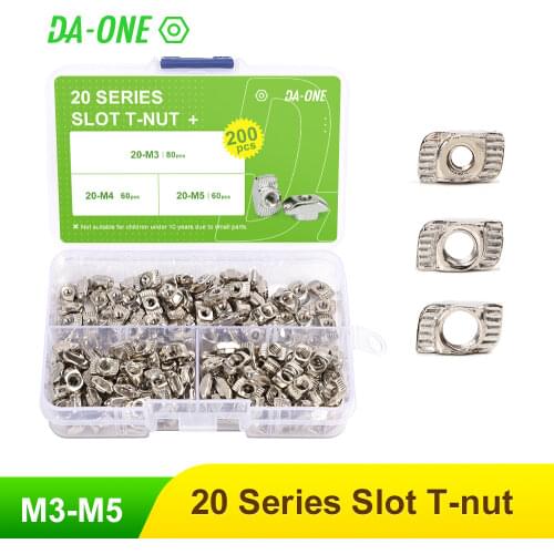 65/150/200 Pcs T-Nut Set Hammer Head T Nut Kit M3 M4 M5 Connector Nickel Plated For 20 Series Aluminium Profile Accessories