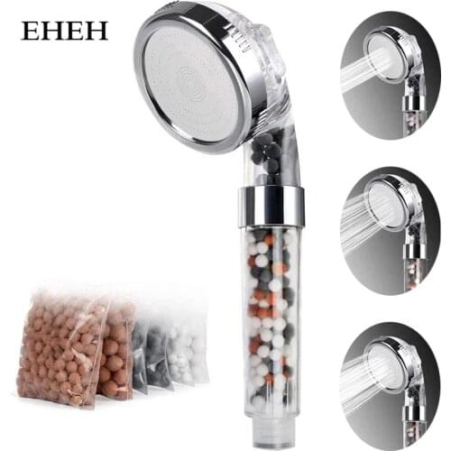 EHEH New Arrival 3 Modes SPA Shower Head High Pressure Saving Water Shower Nozzle Premium Bathroom Water Filter 4 Types