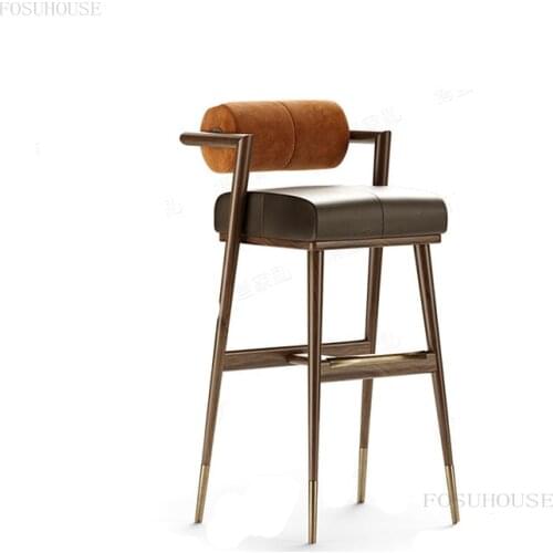 Nordic Simple Solid Wood Bar Chair Home Light Luxury Backrest Chair Furniture Minimalist Modern Soft Cushion High Bar Chairs