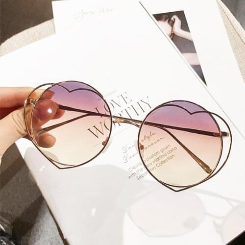 2020 New Metal Heart-Shaped Round Sunglasses Female European Fashion Personality Glasses Thin Face Trend Sunglasses Women UV400