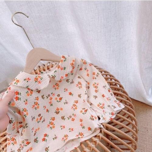 2021 new style girls floral fashion spring cotton linen full sleeve girls blouse 1-6 years YX6