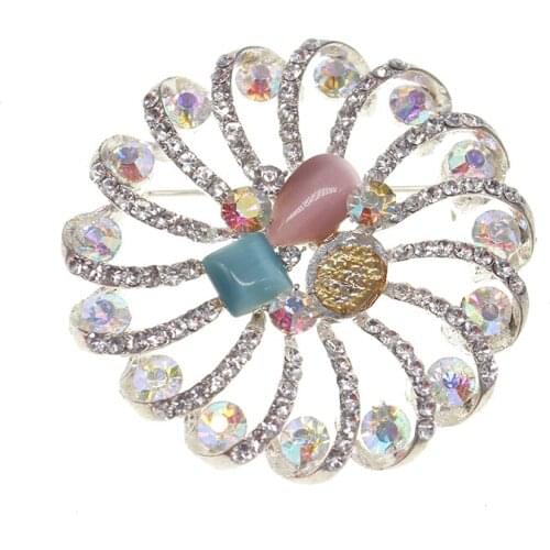 Wholesale fashion Elegant Crystal Rhinestone Flower Brooch Pin for girl