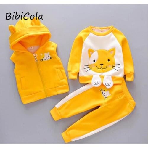 Autumn Winter Children Clothes Set 2020 New Girls Kids Cotton Thick Velvet Hoodies+pants 2pcs Suit For Boys Warm Clothes