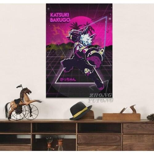 Canvas HD Printed Poster Home Decor Painting Wall Katsuki Bakugo BNHA Retrowave Art Picture For Living Room Modular No Framed