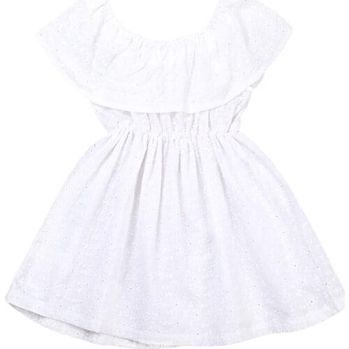 Citgeett Solid Toddler Girls Kids Baby White Ruffles Off Shoulder Summer Casual Party Dress NEW 1-6Y SS