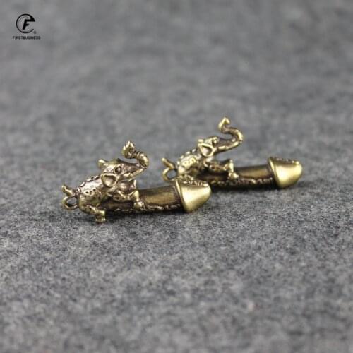 Brass Elephant Key Chain Pendants Copper Male Genitals Sexy Worship Ornaments Crafts Brass Animals Figurine Home Decorations