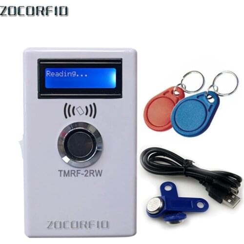 TM iButton Programmer DS1990A Duplicator Cloner Copier 125Khz RFID Reader Writer+5pcs RW1990 Key Token EM4305 t5577 Keyfob