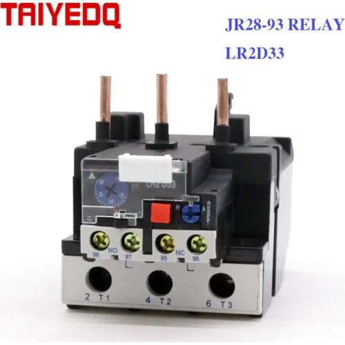 JR28-93 Electric Thermal Overload Relay 40A 50A 65A 70A 80A 93A,3P LR2D33 Overload Protector relay 1NO 1NC for CJX2/LC1-D relay