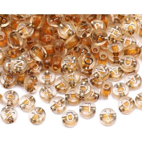 Mixed Round Golden Letter Acrylic Beads 4x7mm Loose Alphabet Spacer Beads For Jewelry Making DIY Necklace Bracelet Accessories