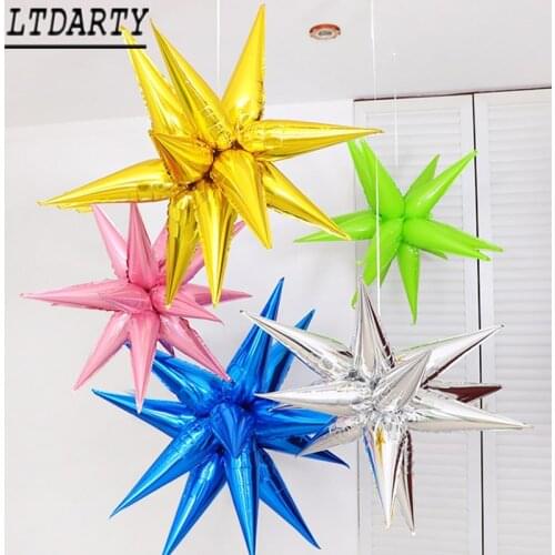 12/24 Large Explosion Star Balloon Birthday Party Celebration Wedding Decoration Water Drop Cone Aluminum Foil Balloon Party