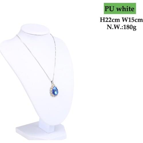 High Quality Model Show Exhibitor 6 Options PU White Leather Jewelry Display Woman Necklaces Pendants Mannequin Jewelry Stand