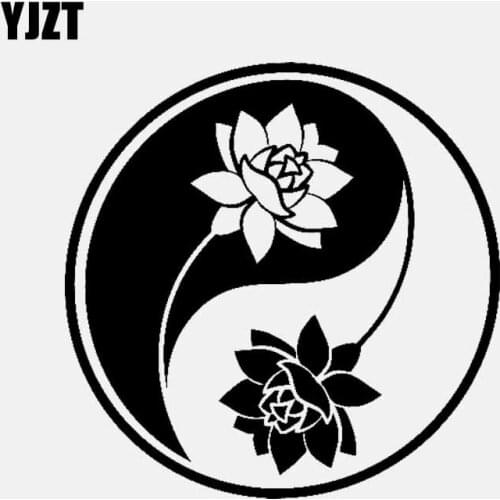 YJZT 16.2CM*16.2CM Yin Yang Lotus Yoga Meditation Buddhism Art Car Stickers Vinyl Decal Black/Silver C3-1526