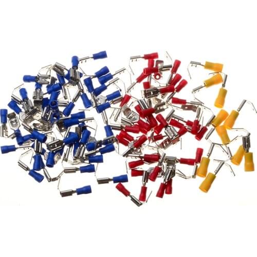 YT 100PCS Multicolor Piggy Back Spade Terminal Set Fully Insulated Butt Splice Wire Cable Crimp Electrical Terminators Connector