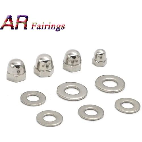 Motorcycle Parts Shock Nut & Outer/Inner Washer Kit Silver For HONDA CT70 1969 1970 1971 1972 1973 1974 1975 1976