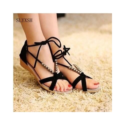 SLYXSH 2018 Hot new women sandals wedges summer casual single shoes woman sandal fashion soft slippers 35-40