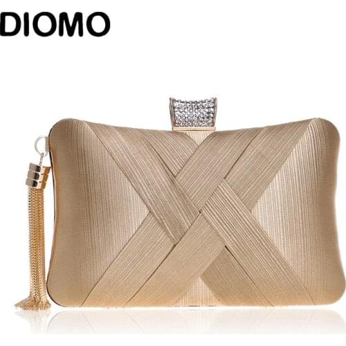 DIOMO 2020 Evening Bags Clutches for Women Fashion Ladies Luxury Tassel Purse Wedding Party Women Chain Bags Gold Black Green
