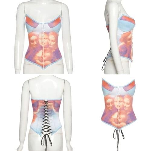 Wide Collar Sexy Backless Bustier Corset Crop Tops Women Sleeveless Summer Top Cropped Club Fashion Outfit Backless