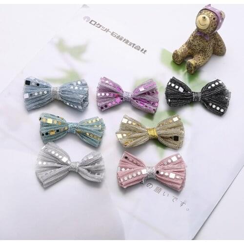 10pcs/lot 5.5cm Mesh bowknot Appliques for Children Headwear Hair clip Accessories and Garment Accessories