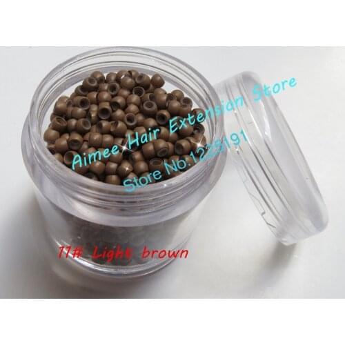 1000pcs/lot silicone Nano ring for Hair Extensions micro rings 3.0mm nano beads Smallest silicone Nano rings links L.brown