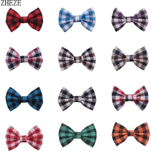 12Pcs/Lot 2020 Hot-sale 4" Cotton Plaid Hair Bows Handmade Hair Clips For Women Girls Hair Accessories For Kids Headwear Party