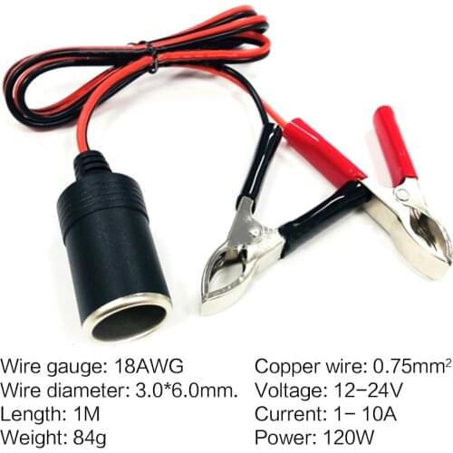 12V Car Battery Terminal Clamp Clip Cigarette Lighter Power Socket Adaptor Camping Battery Pump Power Adapter Splitter Car-styl