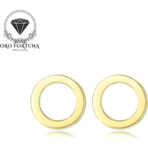 14K Gold Circle Stud Earrings for Women