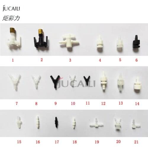 Jucaili 20pcs/lot printer ink hose connector solvent and uv for epson printhead ink tube pipe/damper connector
