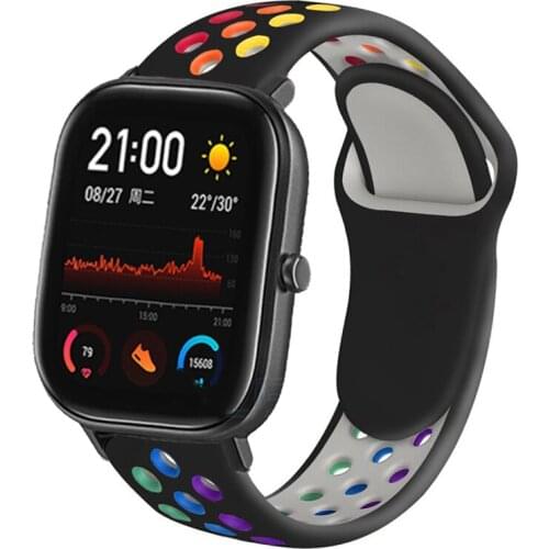 22/20mm Watch Strap For Amazfit GTS/2/2e/GTS2 Mini/GTR 47mm/42mm/GTR2/2e/stratos 2/3 Silicone Bracelet correa Amazfit bip strap