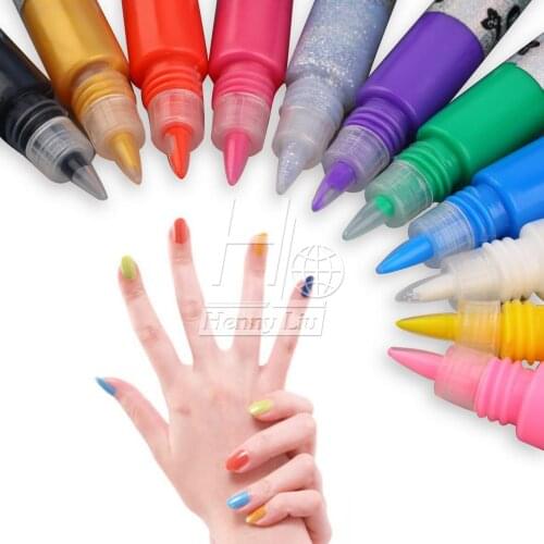 3D Nail Art Polish Painted Pen Liner Painting Pen Carved Pen Kit Set 12 Candy color Nail Art Accessories Drop Shipping