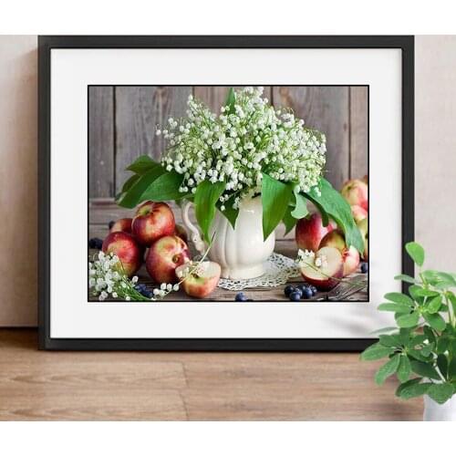 Diamond Painting Cross Stitch Flower Diamond Embroidery Kits Apple Rhinestones Diamond Mosaic Christmas Decorations