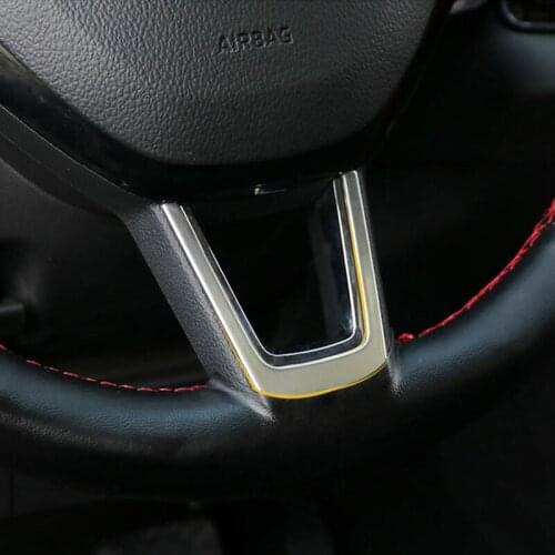 Auto Stainless Steel Steering Wheel Decorative Ring U-Frame Sequin Trim Stickers Fit For Skoda Karoq Interior Car Accessories